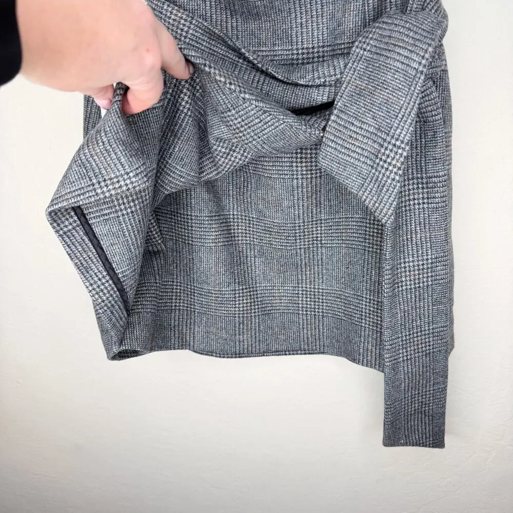 NWT Aritzia Wilfred Dorine Wrap Front Glen Check Plaid Wool Blend Mini Skirt 0